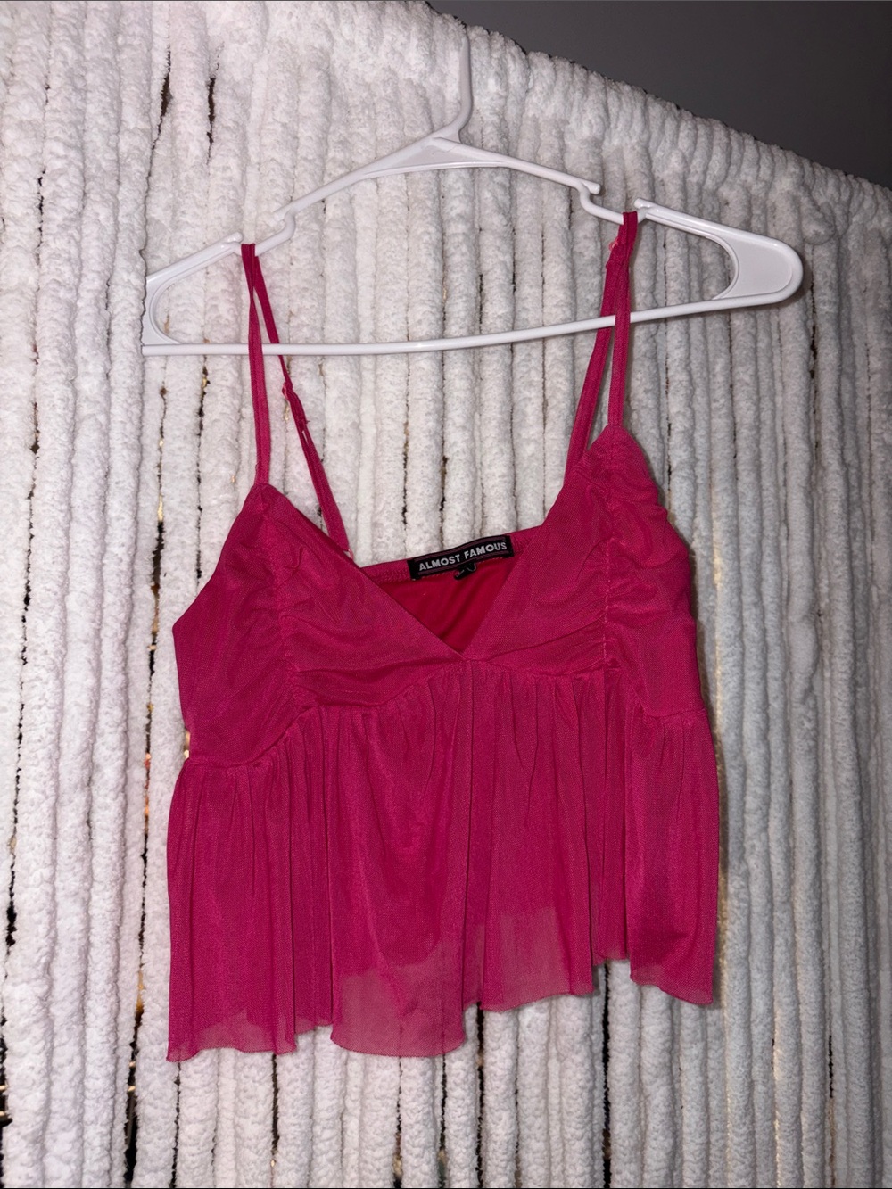 Almost Famous Bright Hot Pink Chiffon Peplum Cami
